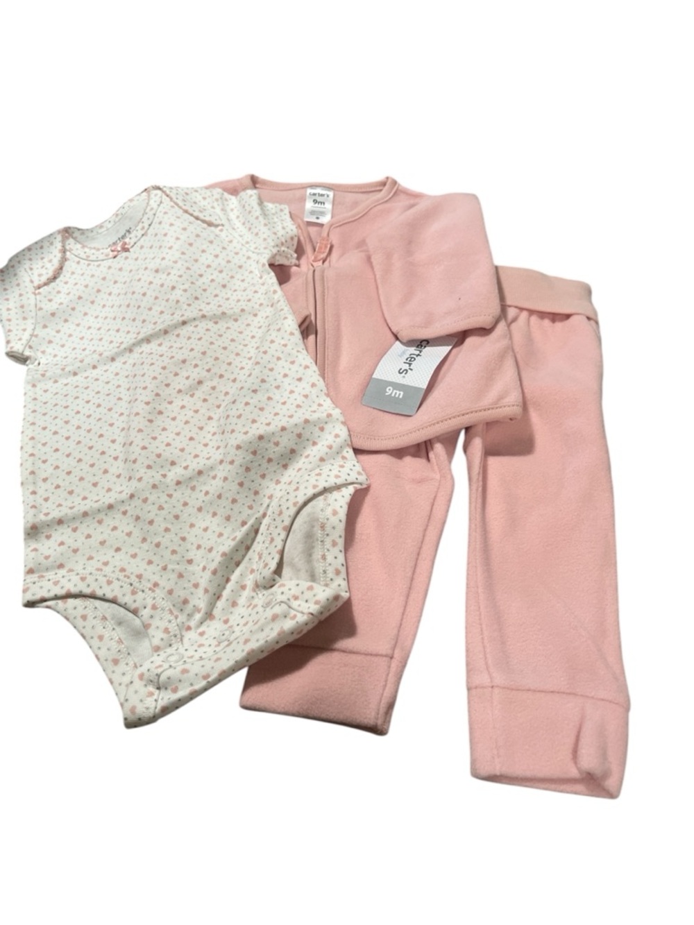 Carter's Baby Pink Fleece Set with Floral Onesie 9 months NWT